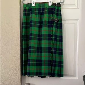 Preswick & Moore Green and Blue A-Line Pleated Skirt